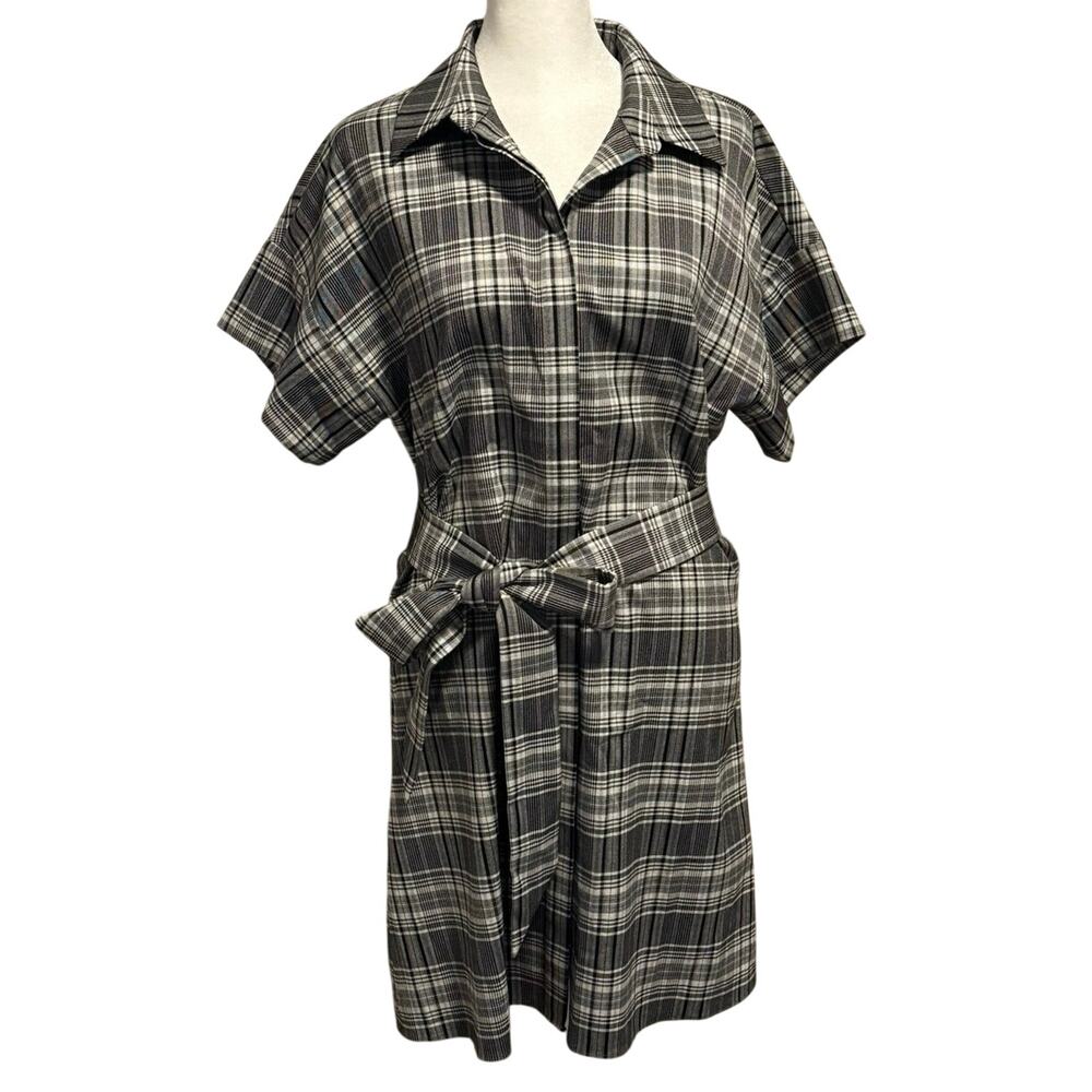 Alice + Olivia Classics Size M Lucette Plaid Shirt Dress Academia - Picture 3 of 7